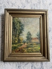 Antique Original Vintage Signed Impressionist Trees Landscape Framed Painting