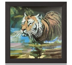 PDQ Artist Originals Painting Wildlife Tiger Abstract Acrylic 12×12 Art Canvas