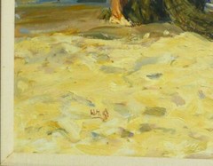 WILLIAM MOREIRA CRUZ (Uruguay, 1962), ‚FISHERMEN‘, Oil/board, 22.75″ x 19″.