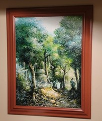 BEAUTIFUL VINTAGE OIL ON BOARD PAINTING SIGNED BY DARIN LANDSCAPE 30X37″ FRAMED