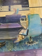 Original Vintage MCM inspired Command Center Technical Rendering Painting
