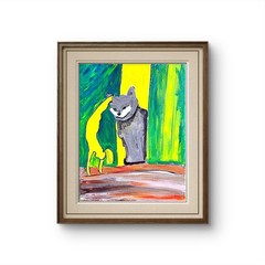 Naughty Cat Whimsy Painting 11×14 Acrylic Canvas Playful Kitty Art Decor.