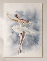 EUN JUNG | Original Ballerina Ballet Dancer Watercolor Painting | Signed OOAK