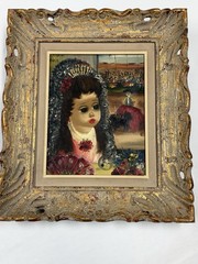 (2) J. MARINI FRANCE (20th Century ) Oil On Canvas Signed Doll Face Painting Art