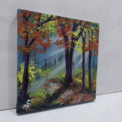 Autumn Forest Sunbeams Oil Painting Original Fall Trees Landscape Canvas Art