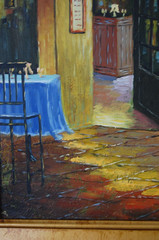 Vtg 80 Original Signed Mariel Chapot French Cafe Street Scene Oil Painting 16X20