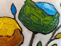 Colorful Stylized Semi-Abstract Flower Bouquet Oil Painting 11×14 Textured Flora