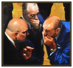 Ben Aronson Original Oil Painting On Board Stock Trader Portrait Framed Artwork