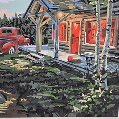 Forest Cabin Countryside Cottage Finished Acrylic Painting Paint By Number 20×16