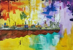 Original painting: Cojimar, remembering his ancestors, Framed 34″ x 42″