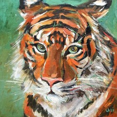 Tiger Original Oil Painting 8″x8″ Jungle Art Pet Painting Animal Portrait