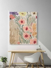 Textured Abstract Boho Spring Pink Muted Flowers Canvas Art Original 11×14