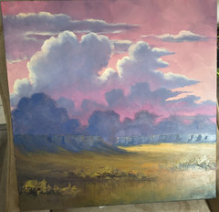 Jeff Love Gold Between the Blue Original Oil Painting Landscape 24×24 Signed