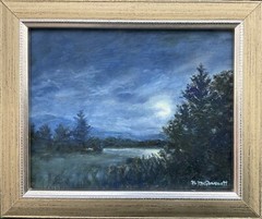 LIGHT of the MOON – original framed 8X10 oil night sky painting by K. McDermott