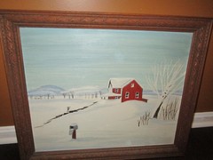 The Abandoned Red Farm House by Jackie Droleski – Oil Painting, Pennsylvania