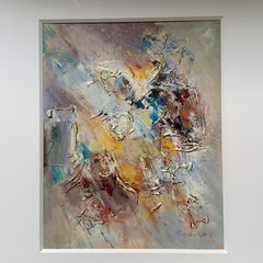 Joy Elaine Praznik RARE Original Signed 2007 “Yes And No “ Oil On Paper Collage