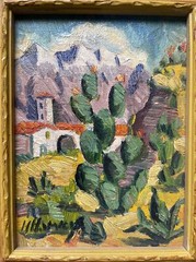 ANTIQUE MISSION PAINTING SMALL GEM IMPRESSIONISM LANDSCAPE CHURCH WOODSTOCK NY