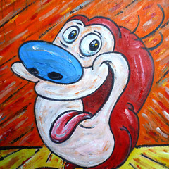 STIMPY, THE CAT tv show art NEW oil painting 8×10 canvas original signed Crowell