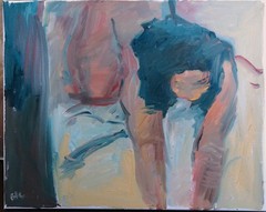 16″x20″ Boudoir Cubism Figure Woman Oil Painting on Canvas Original Signed