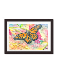 Guajardo Art: Monarch Butterfly 11X7.5 Original Paper Signed Whimsical