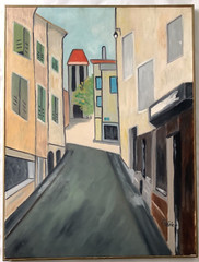 PERICO SIGNED – French Oil Canvas Painting – Village Street