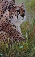Original Cheetahs Mixed Media 18 x 24 Canvas Wall Painting