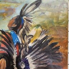 Native American Dancer Painting Acrylic on Canvas Signed Unknown Artist 28×22