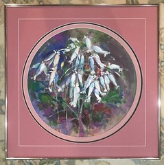 White Lilies 21×21 in. Framed Acrylic on illustration board Hall Groat Sr.