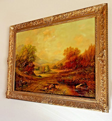 Paul Wesley Original Oil Painting Sunlit Valley Signed Framed Landscape 36×28