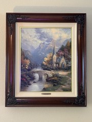 Rare Thomas Kinkade Litho “The Mountain Chapel” 16X20 Hand Highlighted By Master