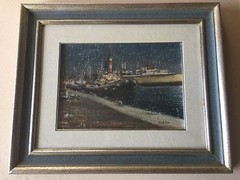 Original Oil Painting „Incoming 1979″, Signed by Artist, Framed 13 1/2″ x 9 1/2“