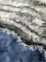 Original Watercolor Painting „Seascape diptych- yin-yang“ Wall Decor Ukraine Art