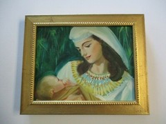 PAINTING VINTAGE ICONIC PORTRAIT MOTHER CHILD ICON ILLUSTRATION GEORGE PROUT