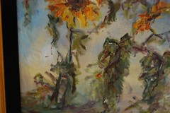 FRAMED SIGNED ORIGINAL OIL GOLDEN SUN FLOWERS A STILL LIFE ARTIST: HECTO VIDAL