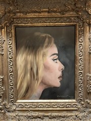 Original Oil Painting Adele Oil Luxury Portrait Painting Baroque Frame