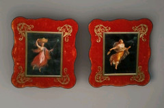 Pair 2 19th C Oil Painting Maiden Allegorical Angel Italian J Ambrosini KPM era