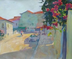 Oil painting Street Ukrainian painter Canvas Decor Unframed original landscape
