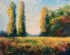 Original Oil Landscape Painting Autumn Trees Field 11×14 Canvas A Semberecki