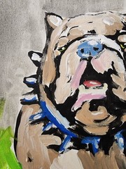 Bulldog Original Painting Abstract Expressionist Canvas 11×14 Dog Pet Portrait