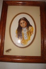 Original watercolor „Apache Child‘ Esther Marie Versch framed 1986 signed