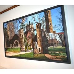 Gothic College Campus Original large painting (46.5×29) Lisa Lamb Merritt 1995