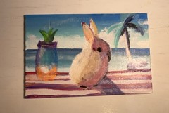 Bunny On Beach Painting