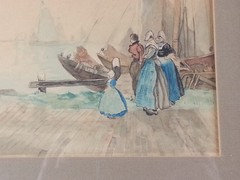 Vintage E. Elsie Rieger Signed Original Watercolor Painting Dutch Harbor Framed