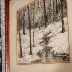 J. Stephenson 21.5″x17.5″ Winter Forrest Watercolor Fiberglass Print Wood Frame