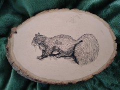 Vintage Squirrel Painting On Wood Signed