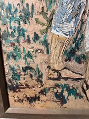 Huge Mid-20th Century „Female In Garden Scene“ Oil On Board Painting – Framed