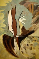 HENRI PENNEC C.1960 Original Vintage Signed Mid Century Modern Abstract Painting
