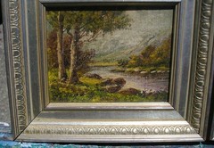 PAIR OF 2 OLD LANDSCAPE PAINTINGS FROM WANAMAKER’S GALLERY PHILADELPHIA, SIGNED!