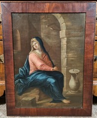 Antique 17th 18th Century Oil Painting Virgin Mary Italian Spanish Old Master
