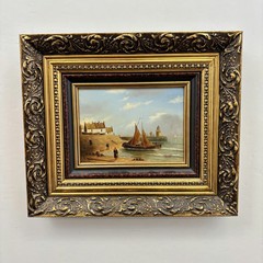 Expressive Seascape Oil Painting „Fishing Boat“ Traditional Small Artwork